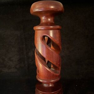 Vintage Wood Swirl Candle Holder. 8 1/2 x 2 1/2”